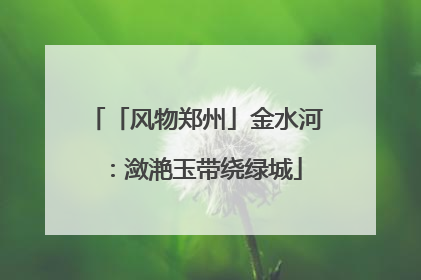 「风物郑州」金水河：潋滟玉带绕绿城