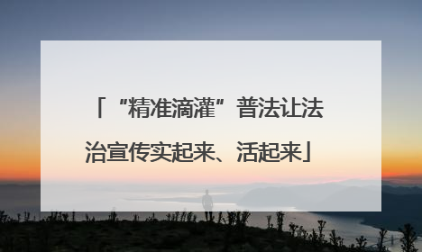 “精准滴灌”普法让法治宣传实起来、活起来