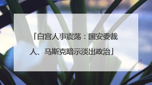 白宫人事震荡：国安委裁人、马斯克暗示淡出政治