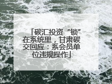 碳汇投资“锁”在系统里，甘肃碳交回应：系会员单位违规操作