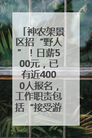 神农架景区招“野人”！日薪500元，已有近4000人报名，工作职责包括“接受游客投喂”
