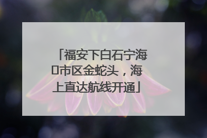 福安下白石宁海⇆市区金蛇头，海上直达航线开通