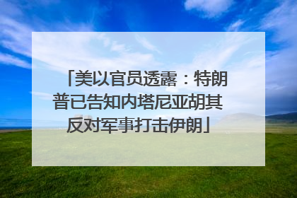 美以官员透露：特朗普已告知内塔尼亚胡其反对军事打击伊朗