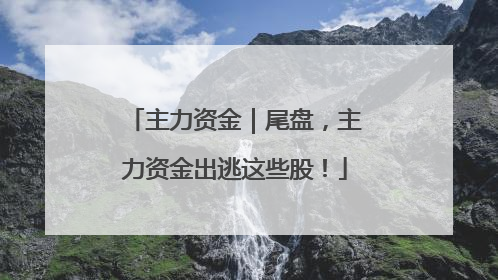 主力资金｜尾盘，主力资金出逃这些股！