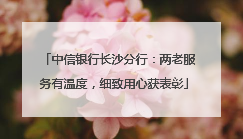 中信银行长沙分行：两老服务有温度，细致用心获表彰