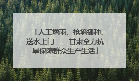 人工增雨、抢墒播种、送水上门——甘肃全力抗旱保障群众生产生活
