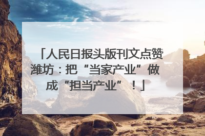 人民日报头版刊文点赞潍坊：把“当家产业”做成“担当产业”！
