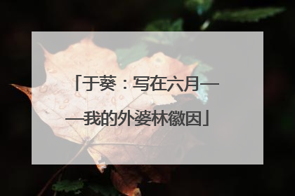 于葵：写在六月——我的外婆林徽因