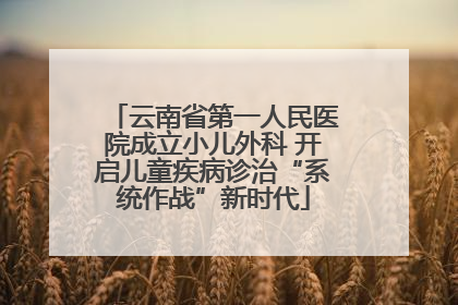 云南省第一人民医院成立小儿外科 开启儿童疾病诊治“系统作战”新时代