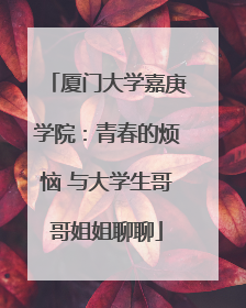 厦门大学嘉庚学院：青春的烦恼 与大学生哥哥姐姐聊聊