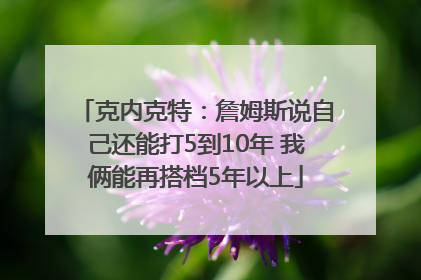 克内克特：詹姆斯说自己还能打5到10年 我俩能再搭档5年以上