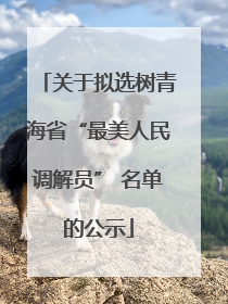 关于拟选树青海省“最美人民调解员” 名单的公示