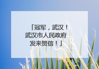 冠军，武汉！武汉市人民政府发来贺信！