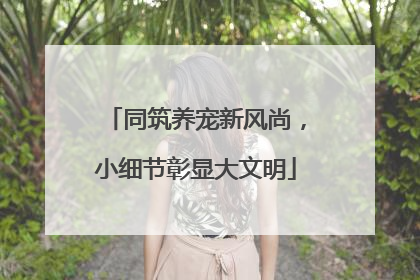 同筑养宠新风尚，小细节彰显大文明