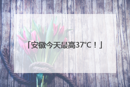 安徽今天最高37℃！
