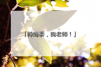 帅蜀黍，我老师！