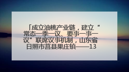 成立油桃产业链，建立“常态一季一议、要事一事一议”联席议事机制，山东省日照市莒县果庄镇——13个党小组“全周期”育果