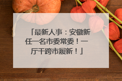 最新人事：安徽新任一名市委常委！一厅干跨市履新！