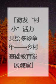 激发“村小”活力 共绘多彩童年——乡村基础教育发展观察