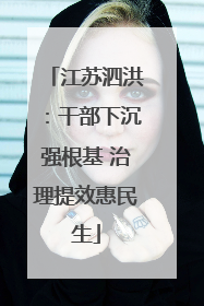 江苏泗洪：干部下沉强根基 治理提效惠民生