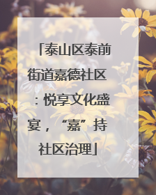 泰山区泰前街道嘉德社区：悦享文化盛宴，“嘉”持社区治理