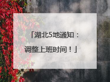 湖北5地通知：调整上班时间！