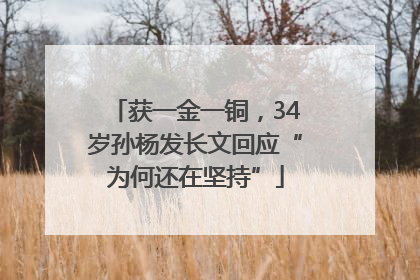 获一金一铜，34岁孙杨发长文回应“为何还在坚持”