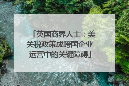 英国商界人士：美关税政策成跨国企业运营中的关键障碍