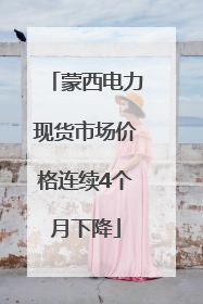 蒙西电力现货市场价格连续4个月下降