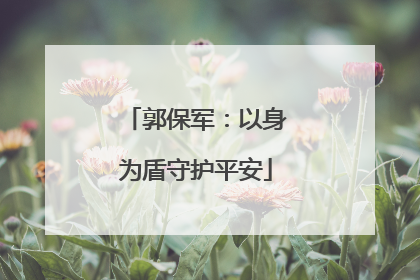 郭保军：以身为盾守护平安