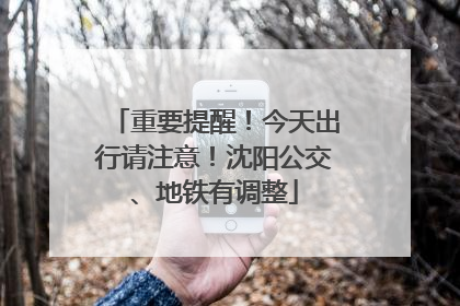 重要提醒！今天出行请注意！沈阳公交、地铁有调整