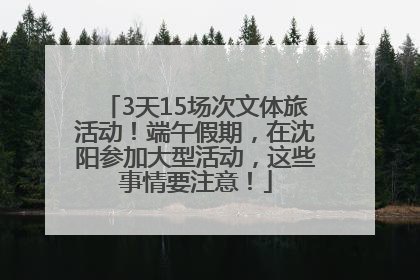 3天15场次文体旅活动！端午假期，在沈阳参加大型活动，这些事情要注意！